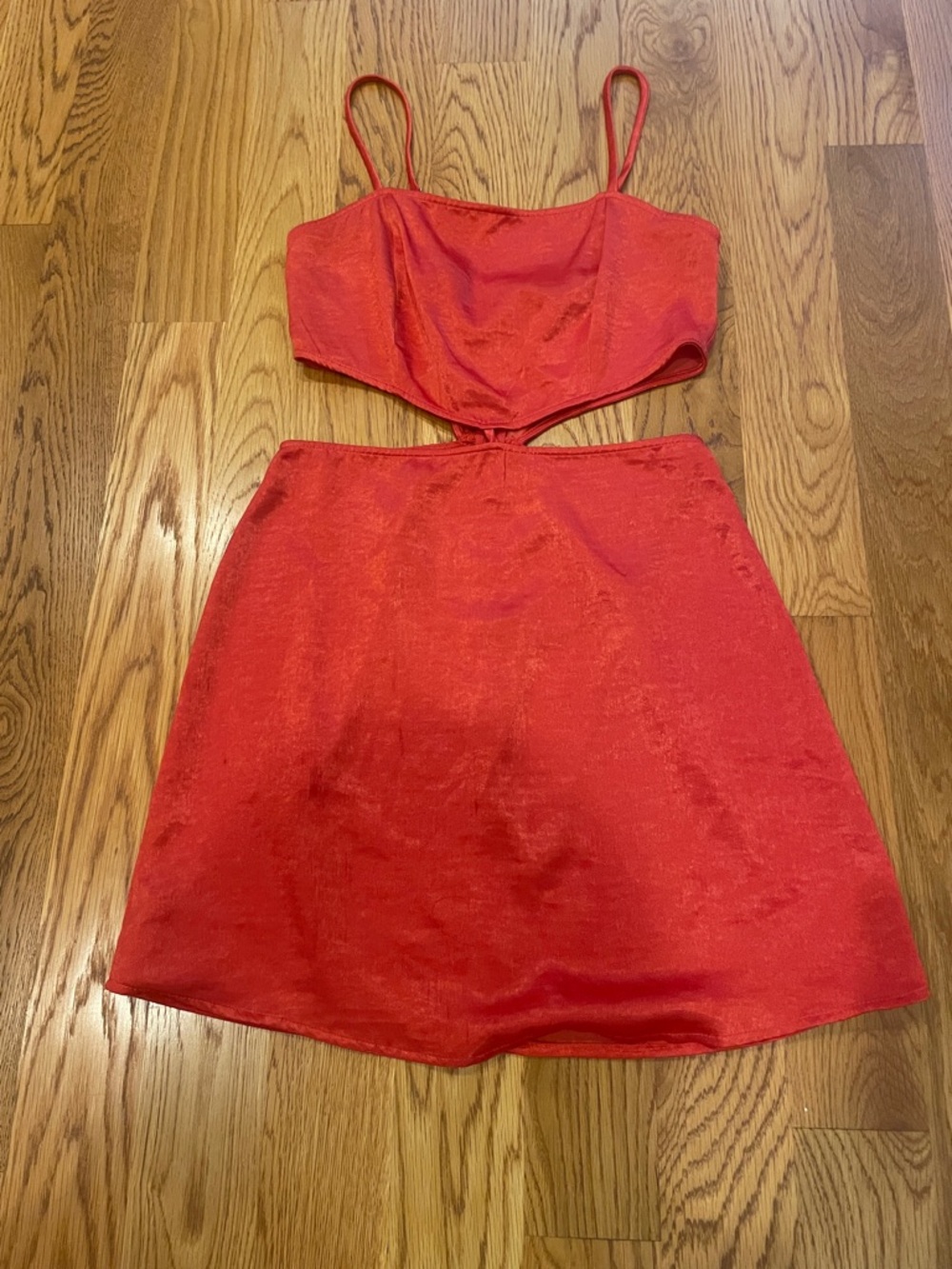 Silky Red w/Orange tones Forever 21 Halter with A-line  Mini Dress-size S (OL2)